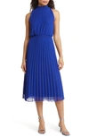 Sam Edelman Smocked Pleat Sleeveless Midi Dress In Cobalt