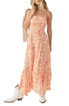 Free People Heat Wave Floral-print Maxi Dress In Dusk Coral Combo