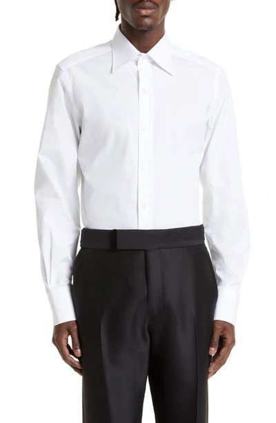 Tom Ford White Slim-fit Pinned-collar Double-cuff Cotton-poplin Shirt