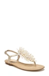 Sam Edelman Brinda Embellished Metallic Faux Leather Sandals In Gold Leaf