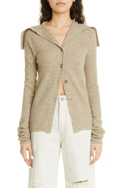 Acne Studios Sailor Collar Cardigan In Beige