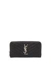 Saint Laurent Women's Monogram Matelasse Leather Zip-around Wallet In Black