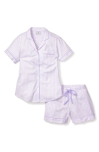 Petite Plume Lavender French Ticking Short Pyjama Set In Purple
