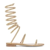 René Caovilla Rene Flat Crystal-embellished Sandals In Metallic