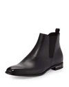 PRADA SAFFIANO LEATHER CHELSEA BOOTS,PROD189780475