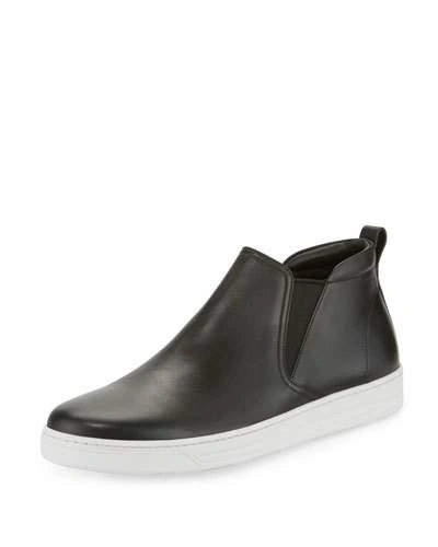 Prada Leather Chelsea Sneaker, Black