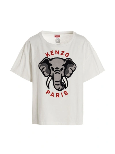 Kenzo White Elephant Embroidery T-shirt