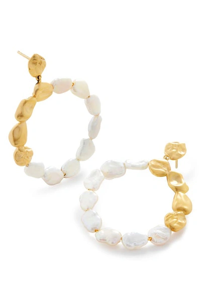 Monica Vinader Nugget & Keshi Pearl Frontal Hoop Earrings In 18ct Gold Vermeil On Sterling