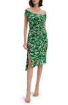 DIANE VON FURSTENBERG LOVINIA FLORAL PRINT OFF THE SHOULDER MAXI DRESS