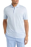 Hugo Boss Regular-fit Polo Shirt In Two-tone Linen In Light Blue
