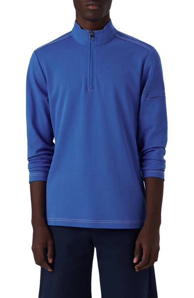 Bugatchi Quarter Zip Knit Pullover In Classic Blue