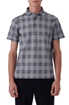 Bugatchi Plaid Short Sleeve Cotton Polo In Navy