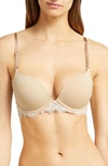 Skarlett Blue Entice Lace Push-up Bra In Nylon/ Whte