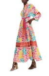 Diane Von Furstenberg Tessa Abstract Print Long Sleeve Cotton Maxi Dress In Fern Patch