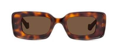 Loewe Havana Anagram Rectangle Acetate Sunglasses In Brown