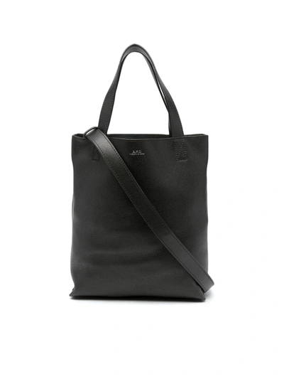 Apc Maiko Leather Tote Bag In Black