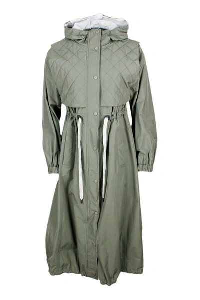 Brunello Cucinelli Taffeta Long Line Jacket With Quilted Gillette In ...