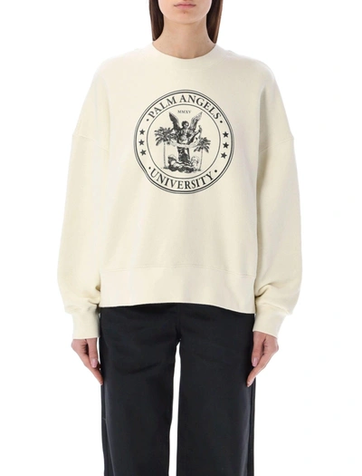Palm Angels College Classic Crewneck Sweatshirt In White