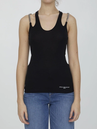 Stella Mccartney Falabella Chain Jersey Tank Top Black 34