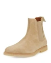COMMON PROJECTS CALF SUEDE CHELSEA BOOT, TAN,PROD196970545