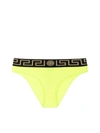 Versace Lycra Slip Costume In Acid Yellow Black