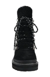 Marc Fisher Ltd Izzie Genuine Shearling Lace-up Boot In Black Suede