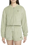 Nike Women's  Sportswear Terry Quilted Jacket In Oil Green/ Cargo Khaki