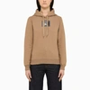 BURBERRY BURBERRY CAMEL HOODIE WITH PATCH