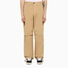 Darkpark Beige Canvas Cargo Trousers In Beige