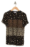 Dr2 By Daniel Rainn Floral Keyhole Tiered Peasant Top In M761 Black/ Rust