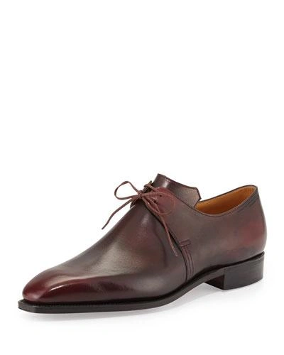 Corthay Arca Calf Leather Derby Shoe, Dark Burgundy In Red