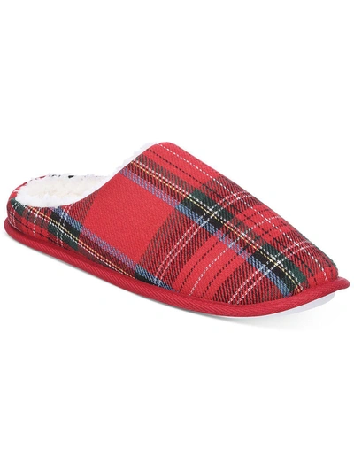 Club Room Mens Flannel Plaid Slide Slippers In Red