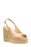 Stuart Weitzman Island Patent Slingback Espadrille Sandals In Adobe
