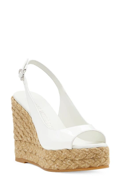 Stuart Weitzman Island Espadrille Wedge Sandal In White/ Natural