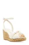 Stuart Weitzman Playa Metallic Leather Wedge Espadrilles In Seashell