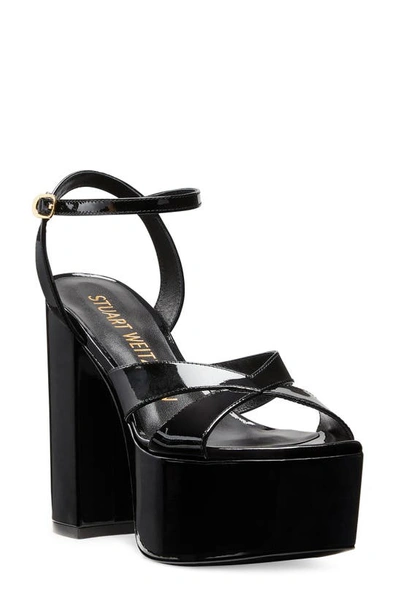 Stuart Weitzman Miami Crisscross Ankle-strap Platform Sandals In Black