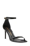 Stuart Weitzman Nudistsong Patent Ankle-wrap High-heel Sandals In Black Calf Leather