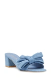 Stuart Weitzman Loveknot 50 Block Slide Mid Heel Sandals In Blue Steel