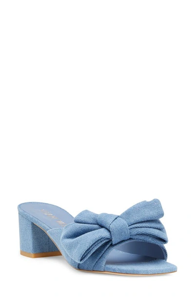 Stuart Weitzman Loveknot 50 Block Slide Mid Heel Sandals In Washed