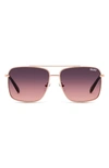 Quay Hot Take 51mm Gradient Aviator Sunglassess In Rose Gold/ Smoke Pink