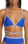 Lemlem Lena Triangle String Bikini Top In Royal Blue