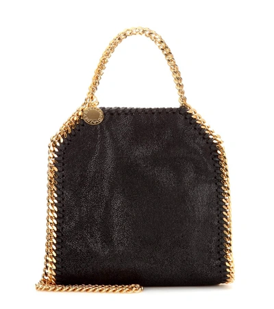 Stella Mccartney The Falabella Mini Faux Brushed-leather Shoulder Bag In Black
