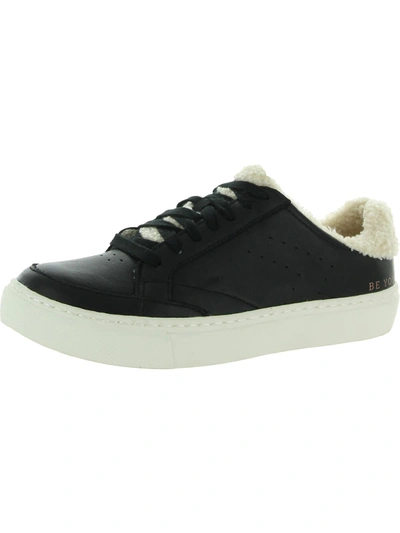 Dr. Scholl's All In Cozy Womens Suede Faux Fur Trim Casual And Fashion Sneakers In Black