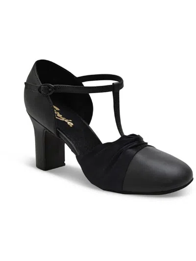 Capezio Heel Flex Character Womens Leather T-bar Block Heels In Black