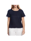 VINCE CAMUTO WOMENS LINEN FRAYED TOP