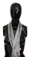 ERMANNO SCERVINO ERMANNO SCERVINO METALLIC SILVER SILK NECK WRAP SHAWL MEN'S SCARF