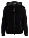 Brunello Cucinelli Hooded Top With Front Pockets And Ribbed Finish In Blue