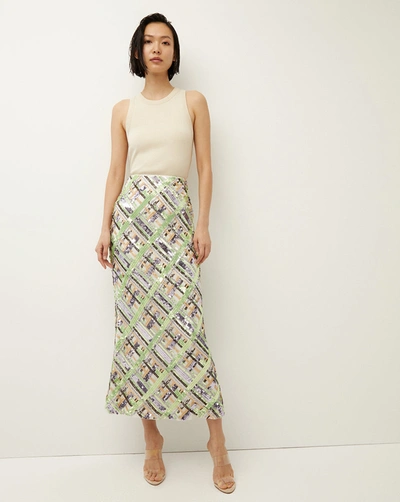 Veronica Beard Brent Sequin Check Maxi Skirt In Violet Multi