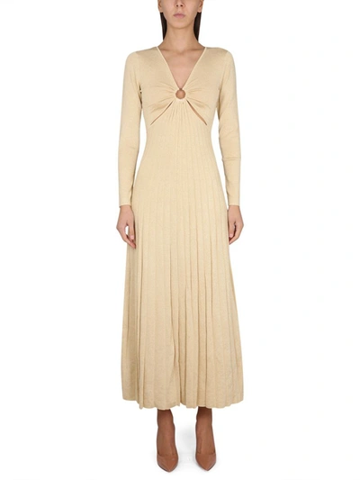 Michael Michael Kors Pleated Maxi Dress In Gold