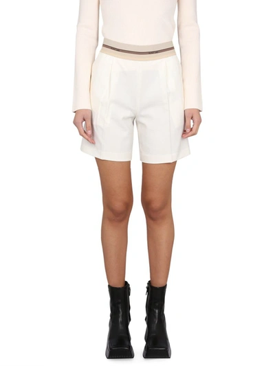 Helmut Lang Pull-on Logo Band Shorts In White